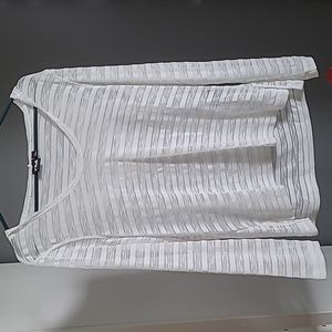 NWT white stripe sheer long-sleeved hooded Fila Sport top size large